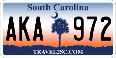 SC license plate AKA972