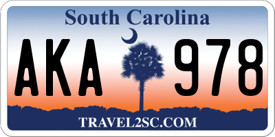SC license plate AKA978