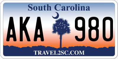 SC license plate AKA980
