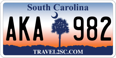 SC license plate AKA982