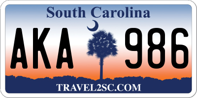 SC license plate AKA986