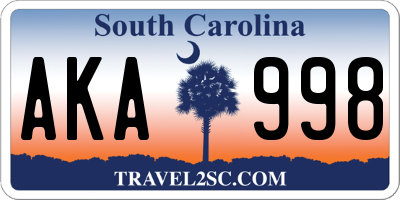 SC license plate AKA998