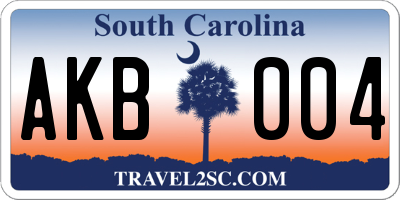 SC license plate AKB004