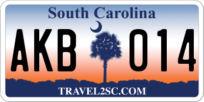 SC license plate AKB014