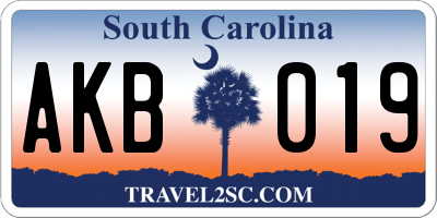 SC license plate AKB019