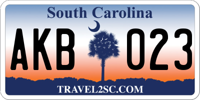 SC license plate AKB023