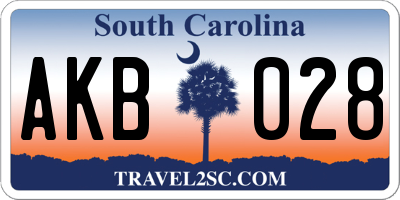 SC license plate AKB028