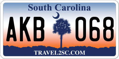 SC license plate AKB068