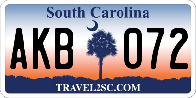 SC license plate AKB072