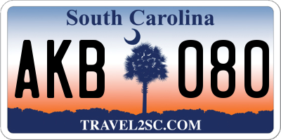 SC license plate AKB080