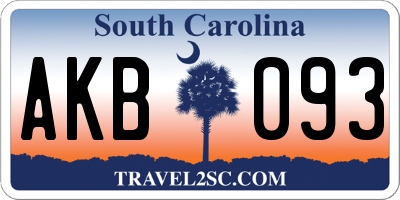 SC license plate AKB093