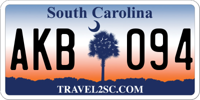 SC license plate AKB094