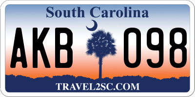 SC license plate AKB098