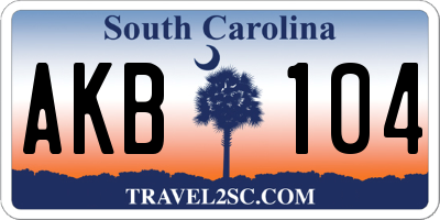 SC license plate AKB104