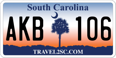 SC license plate AKB106