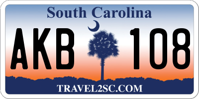 SC license plate AKB108