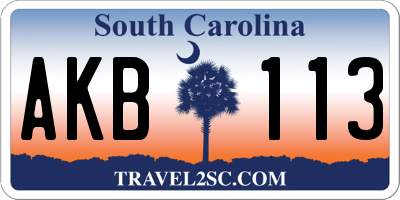 SC license plate AKB113