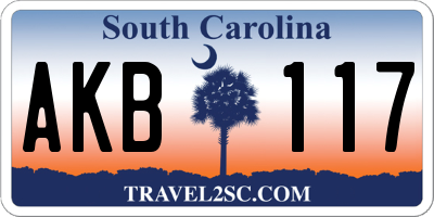 SC license plate AKB117