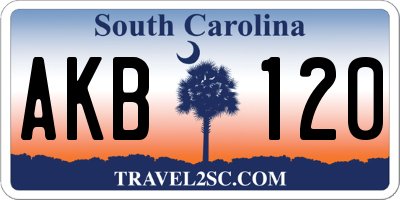 SC license plate AKB120