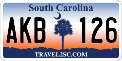 SC license plate AKB126