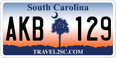 SC license plate AKB129