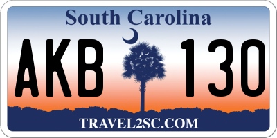 SC license plate AKB130