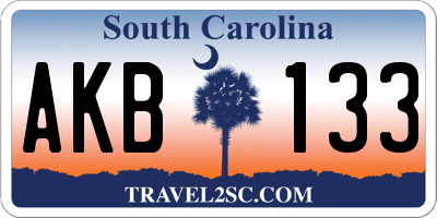 SC license plate AKB133