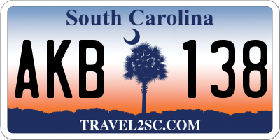 SC license plate AKB138
