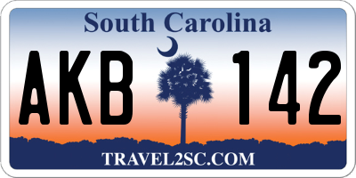 SC license plate AKB142
