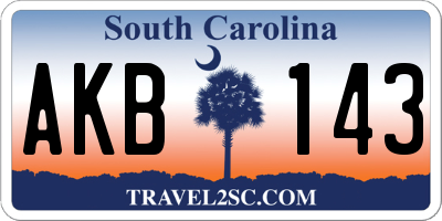 SC license plate AKB143