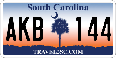 SC license plate AKB144