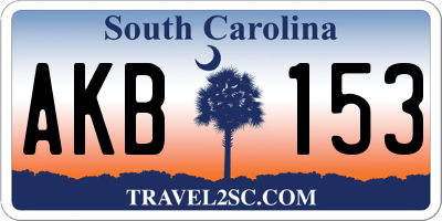 SC license plate AKB153