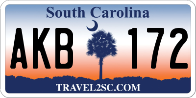 SC license plate AKB172