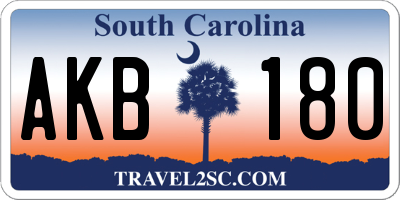 SC license plate AKB180