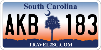 SC license plate AKB183