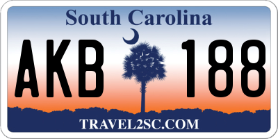 SC license plate AKB188