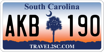 SC license plate AKB190