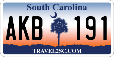 SC license plate AKB191