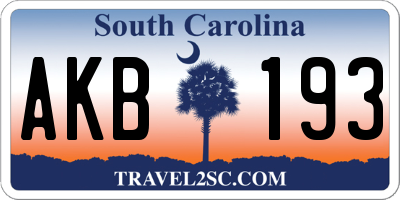 SC license plate AKB193