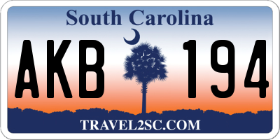 SC license plate AKB194