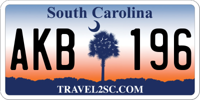 SC license plate AKB196
