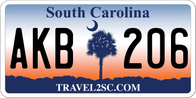 SC license plate AKB206