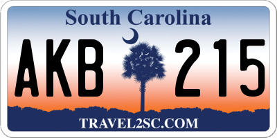 SC license plate AKB215