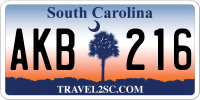 SC license plate AKB216