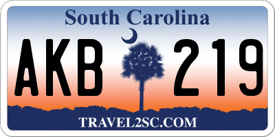 SC license plate AKB219