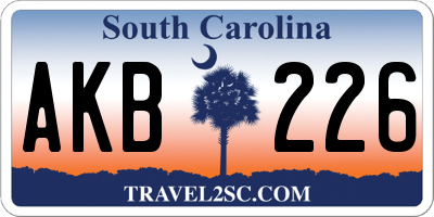 SC license plate AKB226