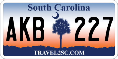 SC license plate AKB227