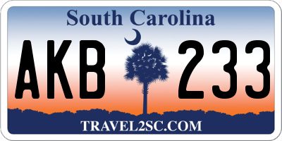 SC license plate AKB233