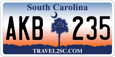 SC license plate AKB235