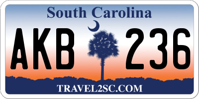 SC license plate AKB236
